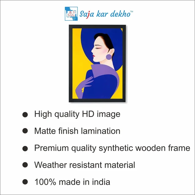 SAJA KAR DEKHO LADIES WITH HATS IDEAS ART PAINTING High Quality Weather Resistant HD Wall Frame | 18 x 12 inch | - 18 X 12 inch