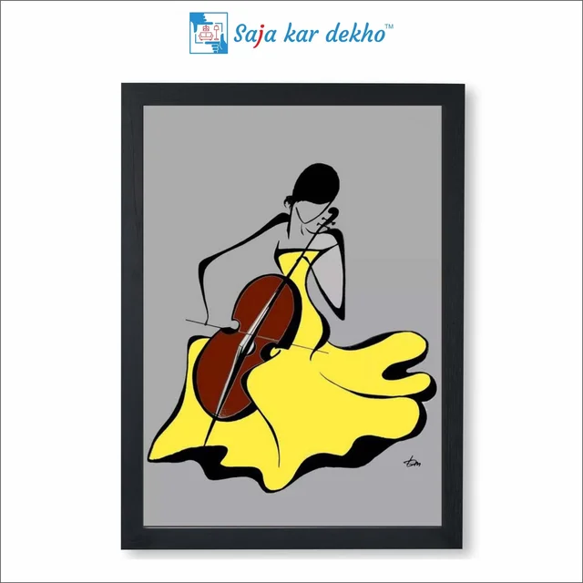 SAJA KAR DEKHO Girl Guitar Music High Quality Weather Resistant HD Wall Frame | 18 x 12 inch | - 18 X 12 inch