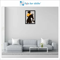 SAJA KAR DEKHO Abstract Patterns Girl With Horse High Quality Weather Resistant HD Wall Frame | 18 x 12 inch | - 18 X 12 inch