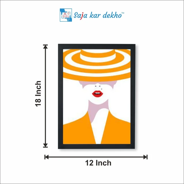 SAJA KAR DEKHO Beauty Mark And Hat Vector Illustration High Quality Weather Resistant HD Wall Frame | 18 x 12 inch | - 18 x 12 inch