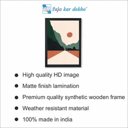 SAJA KAR DEKHO The Sun Sets On The Mountain Abstract Art High Quality Weather Resistant HD Wall Frame | 18 x 12 inch | - 18 X 12 inch