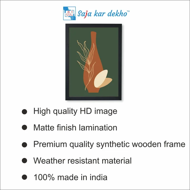 SAJA KAR DEKHO The Leaves Vases Natural Scenes Posters High Quality Weather Resistant HD Wall Frame | 18 x 12 inch | - 18 X 12 inch