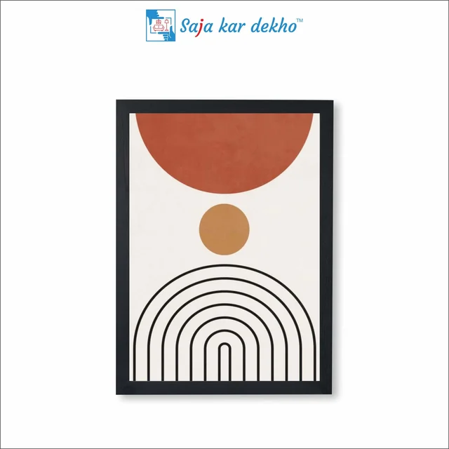 SAJA KAR DEKHO Mid Century Geometric Art High Quality Weather Resistant HD Wall Frame | 18 x 12 inch | - 18 X 12 inch