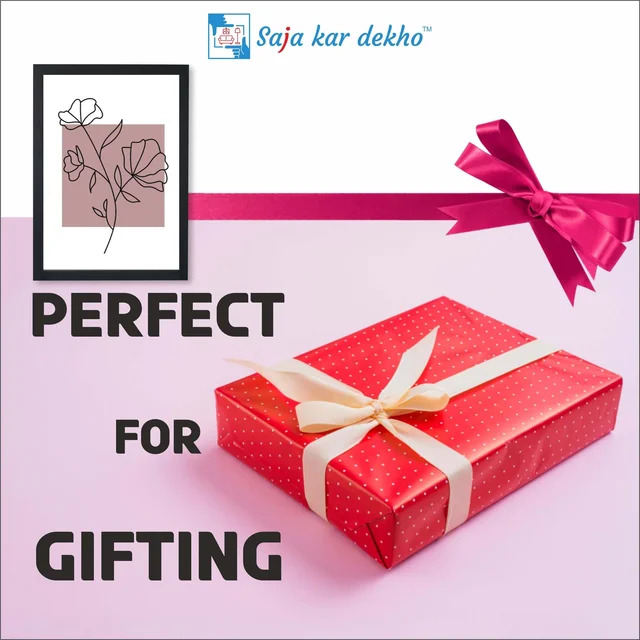 SAJA KAR DEKHO Flower Line Art High Quality Weather Resistant HD Wall Frame | 18 x 12 inch | - 18 X 12 inch