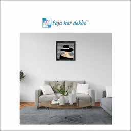 SAJA KAR DEKHO Vector Big Hat Woman Art High Quality Weather Resistant HD Wall Frame | 20 x 20 inch | - 20 X 20 inch