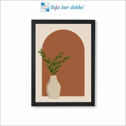 SAJA KAR DEKHO Plant In Vase Pattern Background Art High Quality Weather Resistant HD Wall Frame | 18 x 12 inch | - 18 X 12 inch