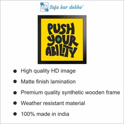 SAJA KAR DEKHO Push Your Ability Motivation Quotes High Quality Weather Resistant HD Wall Frame | 12 x 12 inch | - 12 X 12 inch