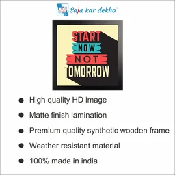 SAJA KAR DEKHO Start Now Not Tomorrow Motivation Quotes High Quality Weather Resistant HD Wall Frame | 12 x 12 inch | - 12 X 12 inch