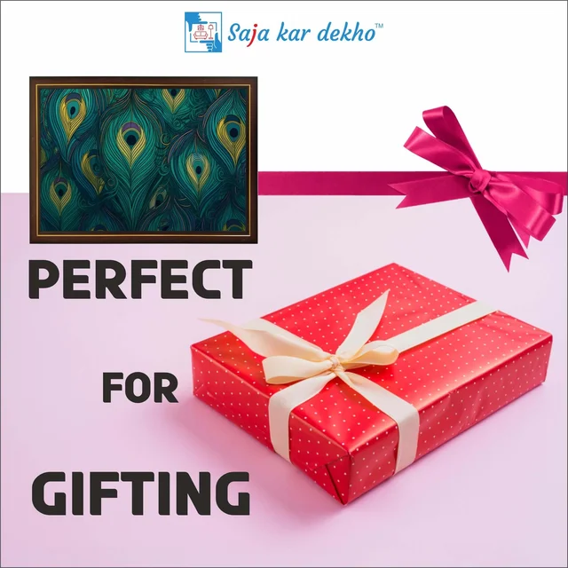 SAJA KAR DEKHO The Peacock Wings High Quality Weather Resistant HD Wall Frame | 18 x 12 inch | - 18 X 12 inch
