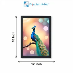 SAJA KAR DEKHO Beautiful Peacock High Quality Weather Resistant HD Wall Frame | 18 x 12 inch | - 18 X 12 inch