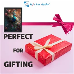 SAJA KAR DEKHO Peacock With Beautiful Background High Quality Weather Resistant HD Wall Frame | 18 x 12 inch | - 18 X 12 inch