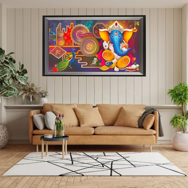 SAJA KAR DEKHO GANESH JI PHOTO High Quality Weather Resistant HD Wall Frame | 18 x 12 inch | - 18 X 12 inch