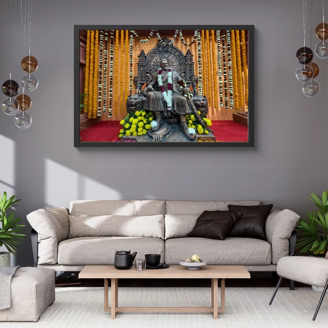 SAJA KAR DEKHO Chatrapati Shivaji Maharaja Photo High Quality Weather Resistant HD Wall Frame | 18 x 12 inch | - 18 X 12 INCH