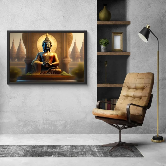 SAJA KAR DEKHO God Buddha High Quality Weather Resistant HD Wall Frame | 18 x 12 inch | - 18 X 12 inch