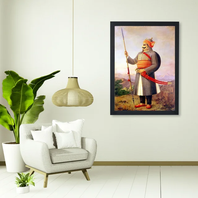 SAJA KAR DEKHO Maharana Pratap High Quality Weather Resistant HD Wall Frame | 18 x 12 inch | - 18 X 12 inch