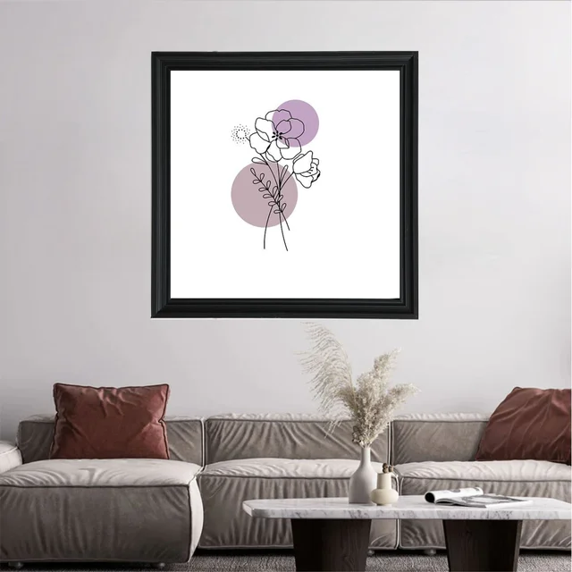 Flower 8 One line Minimalist Machine High Quality Weather Resistant HD Wall Frame | 20 x 20 inch |