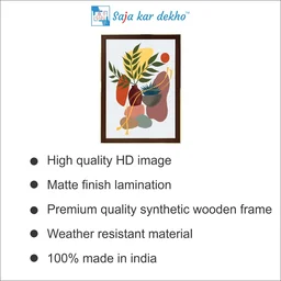 SAJA KAR DEKHO A Flower Pot, Leaves, Stones High Quality Weather Resistant HD Wall Frame | 18 x 12 inch | - 18 X 12 inch