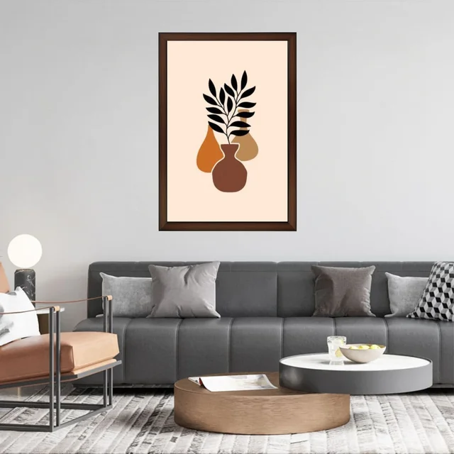 SAJA KAR DEKHO Decorative Leaves In A Vase High Quality Weather Resistant HD Wall Frame | 18 x 12 inch | - 18 X 12 inch