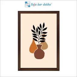 SAJA KAR DEKHO Decorative Leaves In A Vase High Quality Weather Resistant HD Wall Frame | 18 x 12 inch | - 18 X 12 inch