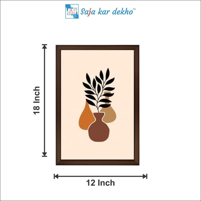 SAJA KAR DEKHO Decorative Leaves In A Vase High Quality Weather Resistant HD Wall Frame | 18 x 12 inch | - 18 X 12 inch