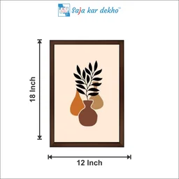 SAJA KAR DEKHO Decorative Leaves In A Vase High Quality Weather Resistant HD Wall Frame | 18 x 12 inch | - 18 X 12 inch