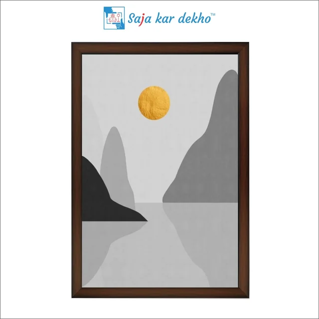 SAJA KAR DEKHO Abstract Stones, Sunset High Quality Weather Resistant HD Wall Frame | 18 x 12 inch | - 18 X 12 inch