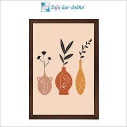 SAJA KAR DEKHO The Leaves With Vase High Quality Weather Resistant HD Wall Frame | 18 x 12 inch | - 18 X 12 inch