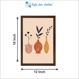 SAJA KAR DEKHO The Leaves With Vase High Quality Weather Resistant HD Wall Frame | 18 x 12 inch | - 18 X 12 inch