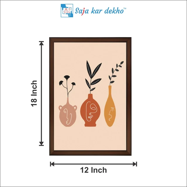 SAJA KAR DEKHO The Leaves With Vase High Quality Weather Resistant HD Wall Frame | 18 x 12 inch | - 18 X 12 inch