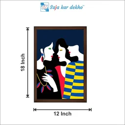 SAJA KAR DEKHO 3 Girls Talking High Quality Weather Resistant HD Wall Frame | 18 x 12 inch | - 18 X 12 inch