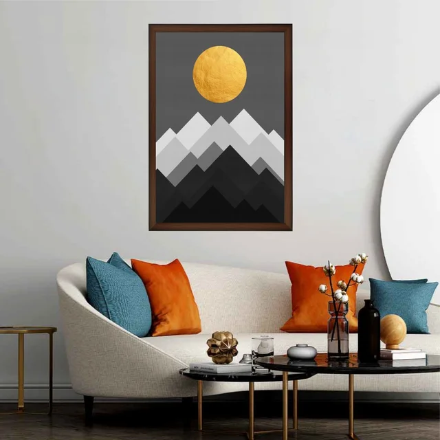 SAJA KAR DEKHO The Mountain Sunset High Quality Weather Resistant HD Wall Frame | 18 x 12 inch | - 18 X 12 inch