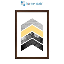 SAJA KAR DEKHO Black, Yellow And Silver Triangles High Quality Weather Resistant HD Wall Frame | 18 x 12 inch | - 18 X 12 inch