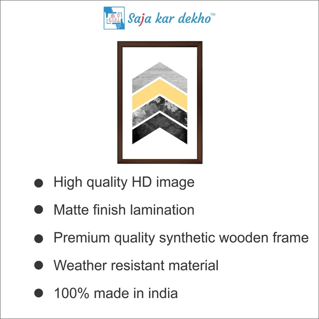 SAJA KAR DEKHO Black, Yellow And Silver Triangles High Quality Weather Resistant HD Wall Frame | 18 x 12 inch | - 18 X 12 inch