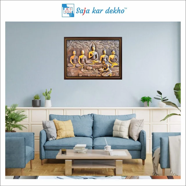 SAJA KAR DEKHO Lord Buddha High Quality Weather Resistant HD Wall Frame | 12 x 18 inch | - 12 X 18 inch