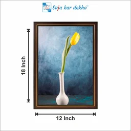 SAJA KAR DEKHO Plant And Yellow Flower High Quality Weather Resistant HD Wall Frame | 12 x 18 inch | - 12 X 18 inch