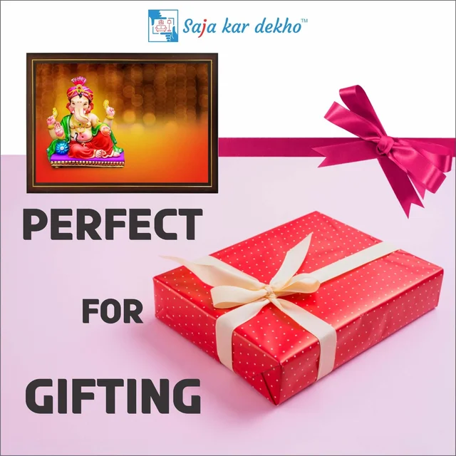 SAJA KAR DEKHO Ganesh Ji High Quality Weather Resistant HD Wall Frame | 12 x 18 inch | - 12 X 18 inch