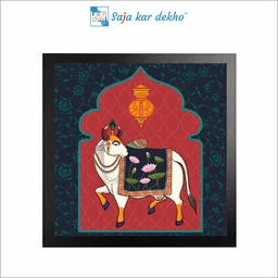 SAJA KAR DEKHO Beautiful Cow High Quality Weather Resistant HD Wall Frame | 20 x 20 inch | - 20 X 20 inch