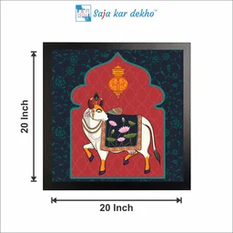 SAJA KAR DEKHO Beautiful Cow High Quality Weather Resistant HD Wall Frame | 20 x 20 inch | - 20 X 20 inch