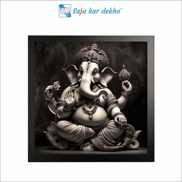 SAJA KAR DEKHO Ganesh Ji High Quality Weather Resistant HD Wall Frame | 20 x 20 inch | - 20 X 20 inch