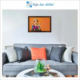 SAJA KAR DEKHO Ganesh Ji High Quality Weather Resistant HD Wall Frame | 12 x 18 inch | - 12 X 18 inch