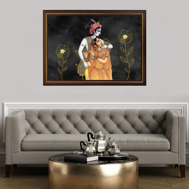 SAJA KAR DEKHO Radha Krishna High Quality Weather Resistant HD Wall Frame | 12 x 18 inch | - 12 X 18 inch