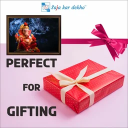 SAJA KAR DEKHO Ganesh Ji With Beautiful Background High Quality Weather Resistant HD Wall Frame | 12 x 18 inch | - 12 X 18 inch