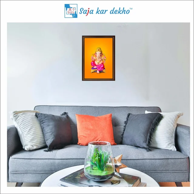 SAJA KAR DEKHO Ganesh Ji High Quality Weather Resistant HD Wall Frame | 12 x 18 inch | - 12 X 18 inch