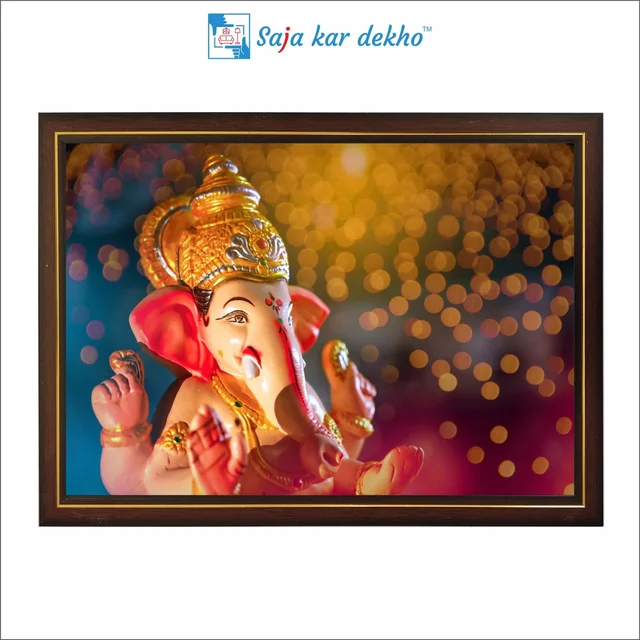 SAJA KAR DEKHO Ganesh Ji High Quality Weather Resistant HD Wall Frame | 12 x 18 inch | - 12 X 18 inch