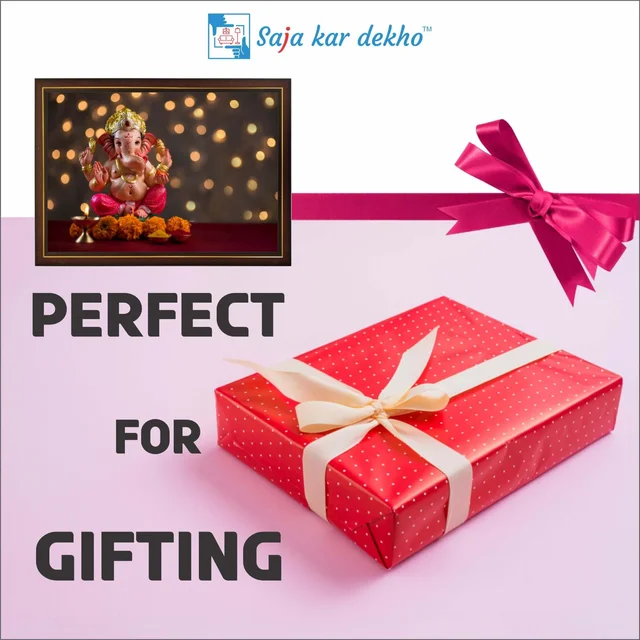 SAJA KAR DEKHO Ganesh Ji High Quality Weather Resistant HD Wall Frame | 12 x 18 inch | - 12 X 18 inch