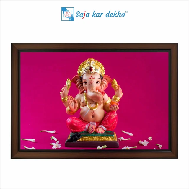 SAJA KAR DEKHO Ganesh Ji High Quality Weather Resistant HD Wall Frame | 12 x 18 inch | - 12 X 18 inch