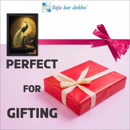 SAJA KAR DEKHO Peacock With Beautiful Background High Quality Weather Resistant HD Wall Frame | 12 x 18 inch | - 12 X 18 inch