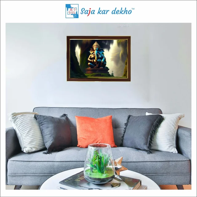 SAJA KAR DEKHO Ganesh Ji High Quality Weather Resistant HD Wall Frame | 12 x 18 inch | - 12 X 18 inch