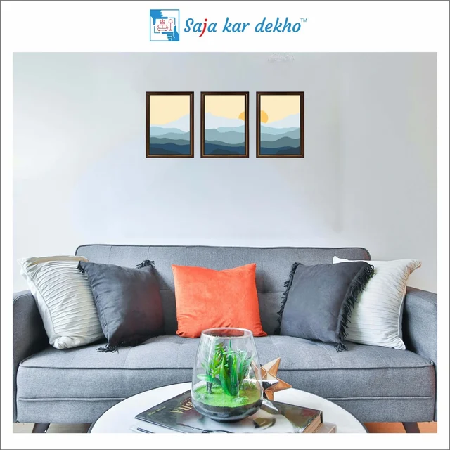 SAJA KAR DEKHO Abstract Mountain High Quality Weather Resistant HD Wall Frame | 18 x 12 inch | - 18 X 12 inch