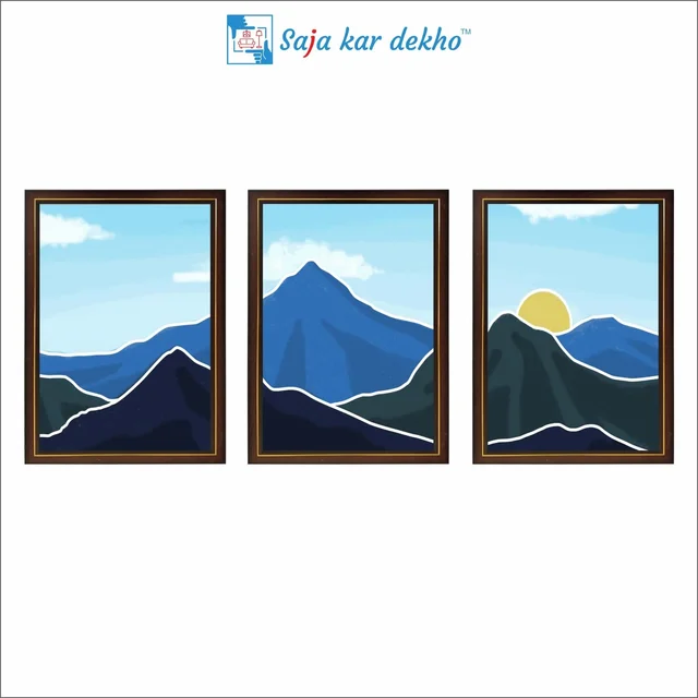 SAJA KAR DEKHO Abstract Mountain High Quality Weather Resistant HD Wall Frame | 18 x 12 inch | - 18 X 12 inch